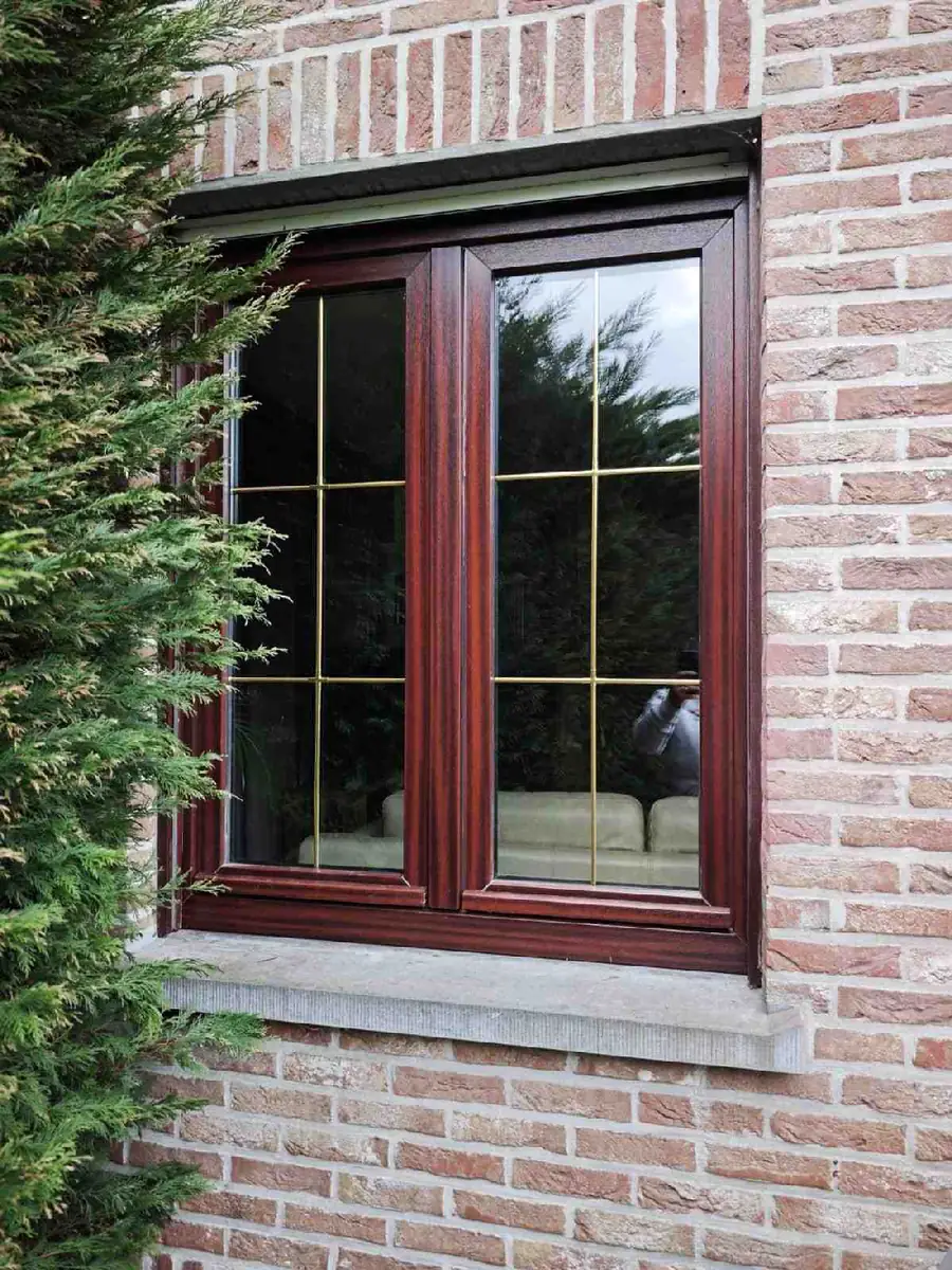 The same PVC window after local damage repair The same PVC window after local damage repair
